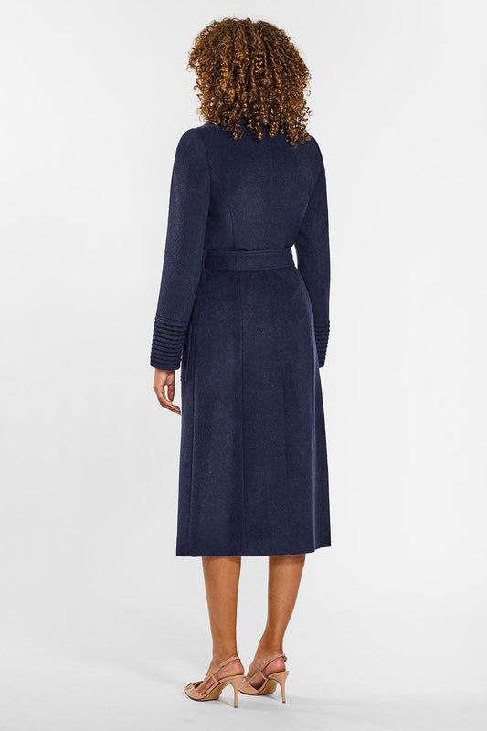 Navy knee length sales coat