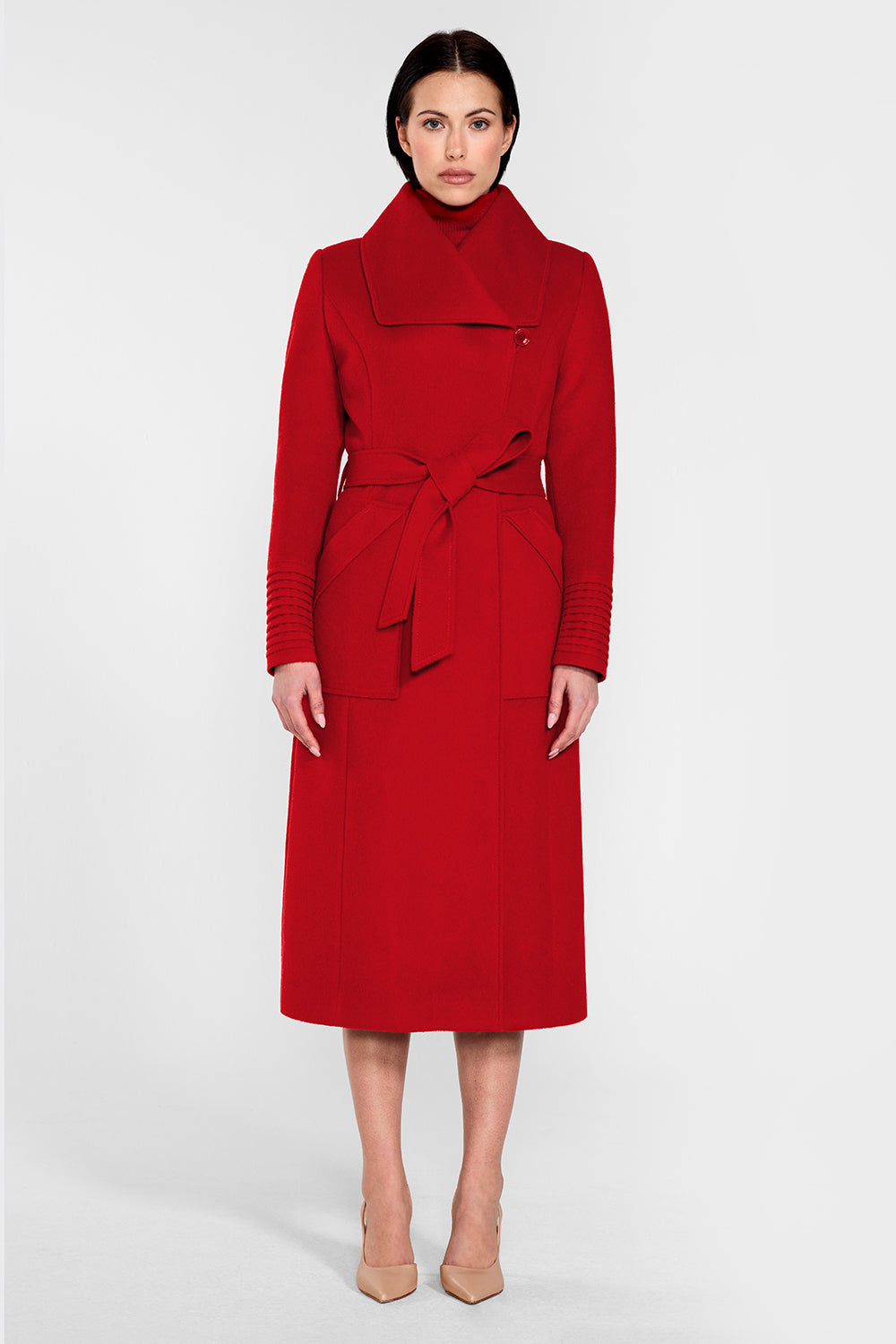 Wide lapel wool-blend coat - Woman