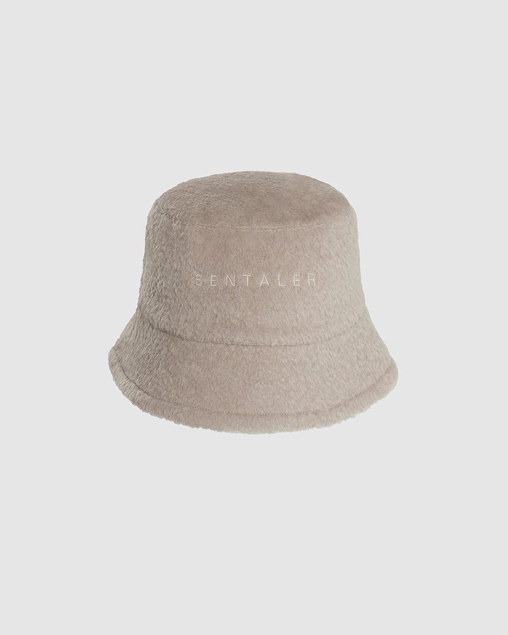 Sentaler Mens Bouclé Alpaca Bucket Sand Hat in Bouclé Alpaca. Seen as off figure.