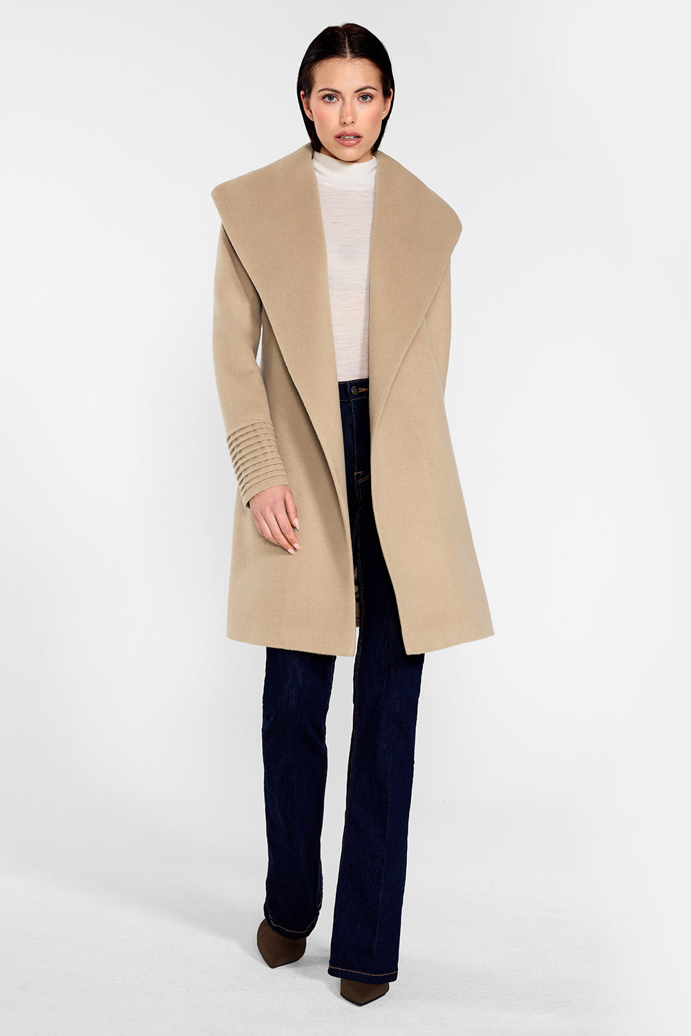 Mid Length Shawl Collar Wrap Coat – SENTALER