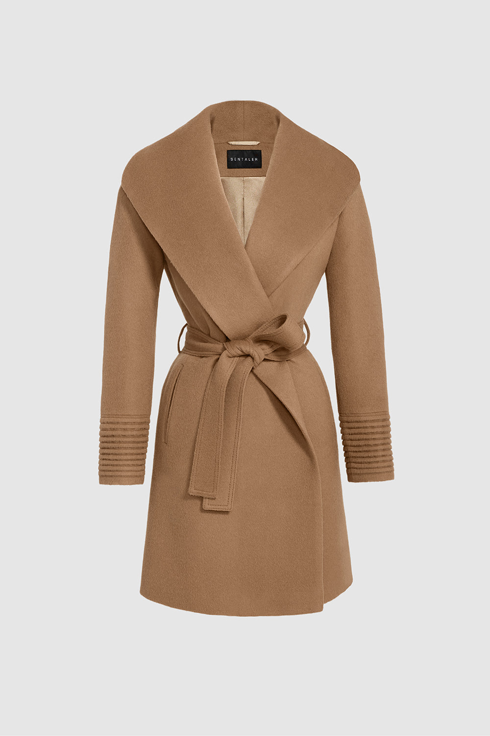 Mid Length Shawl Collar Wrap Coat – SENTALER