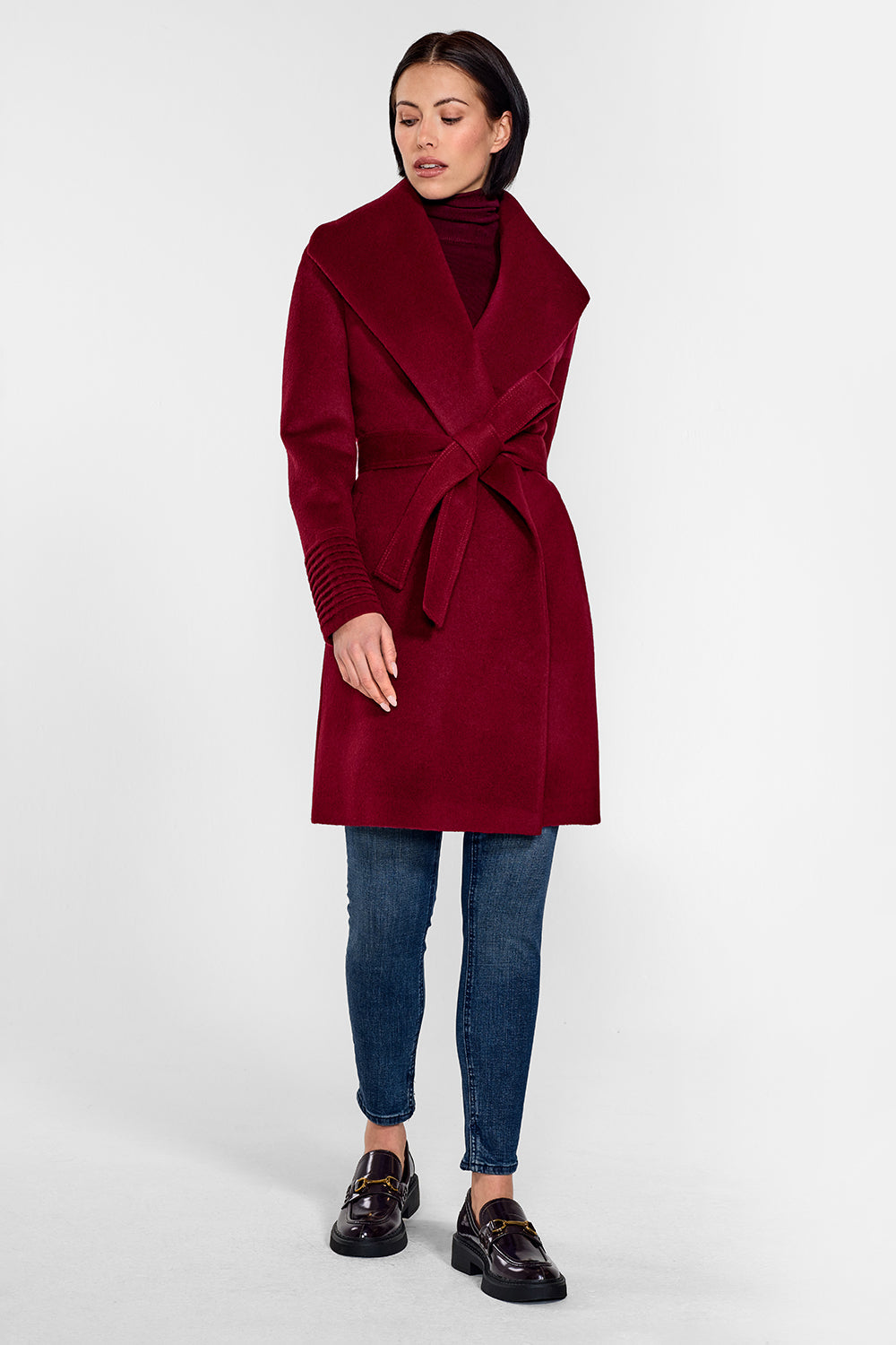Mid Length Shawl Collar Wrap Coat – SENTALER