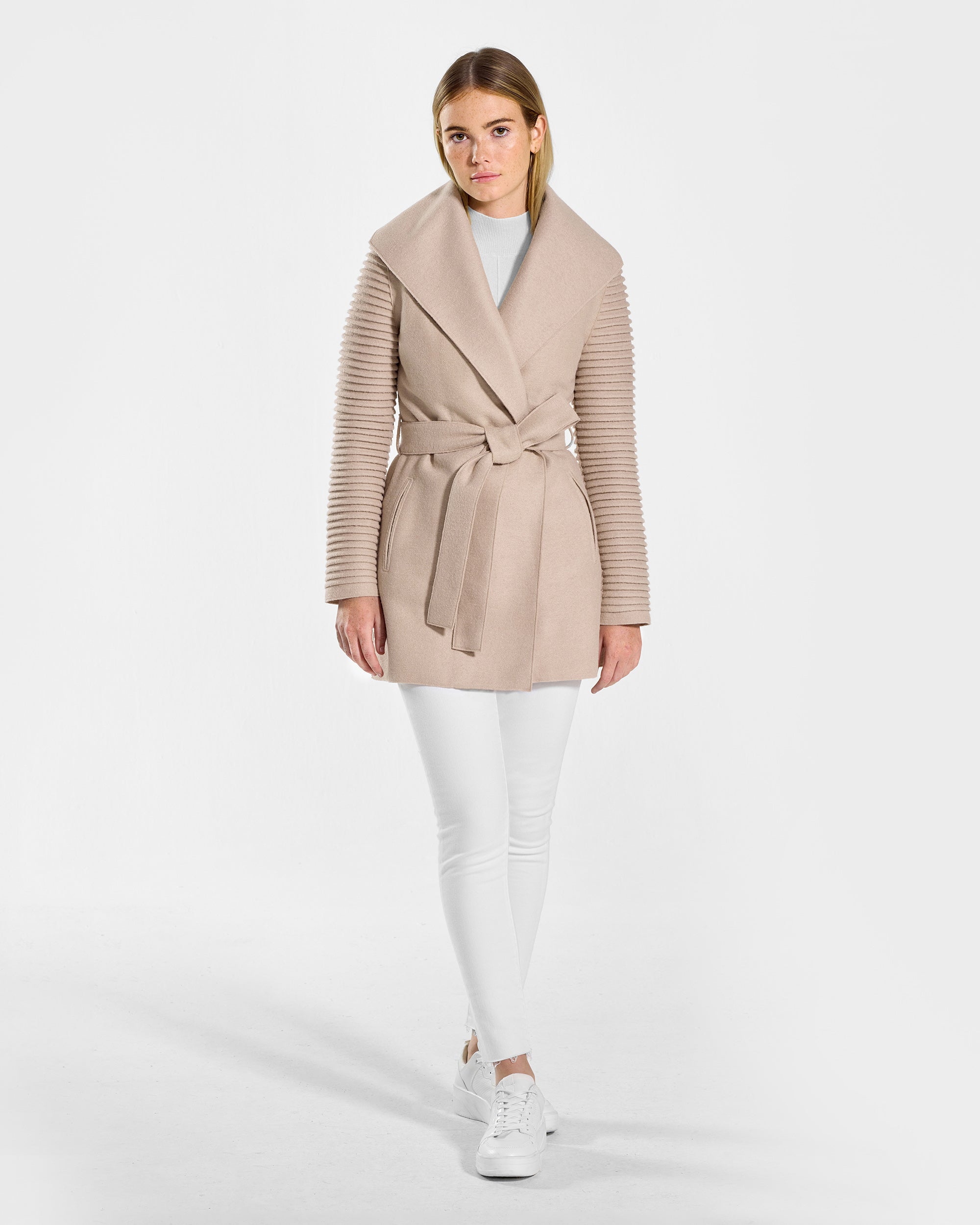 Superfine Wrap Coat with Ribbed Sleeves - Chamois – SENTALER