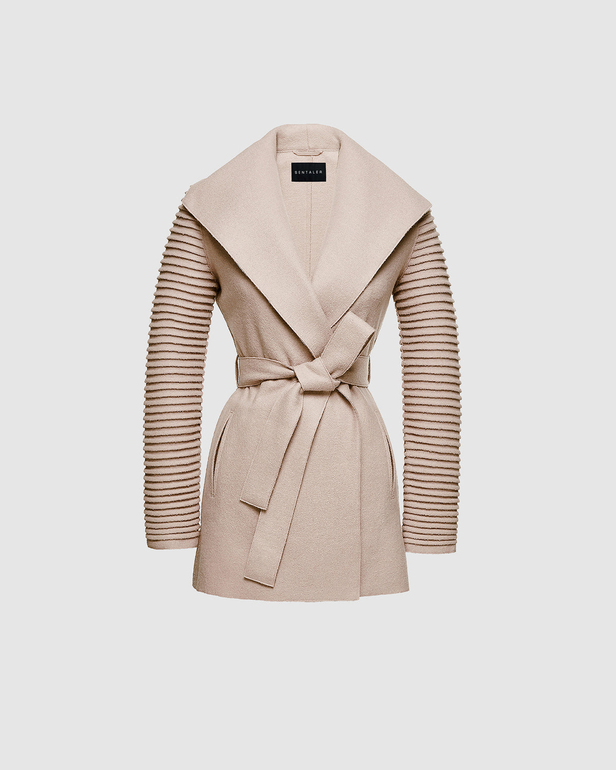 Superfine Alpaca Wrap Coat Ribbed Sleeves