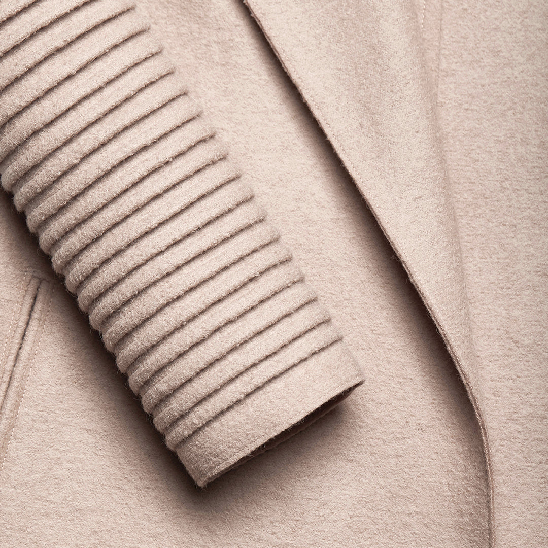 Alpaca Wrap Chamois Coat with Ribbed Sleeves | SENTALER