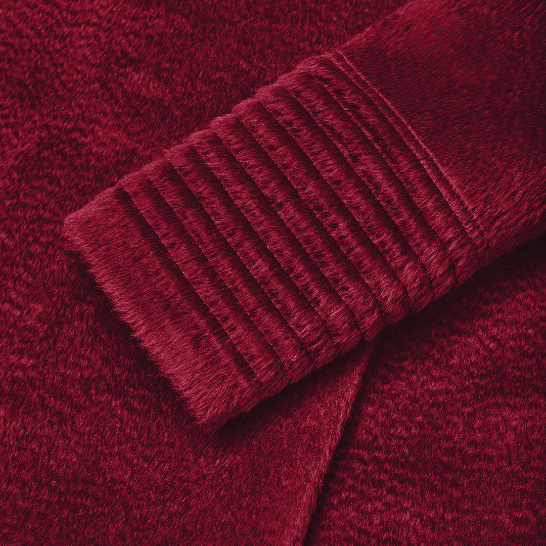 Alpaca Maxi Notched Collar Wrap Bordeaux Coat | SENTALER