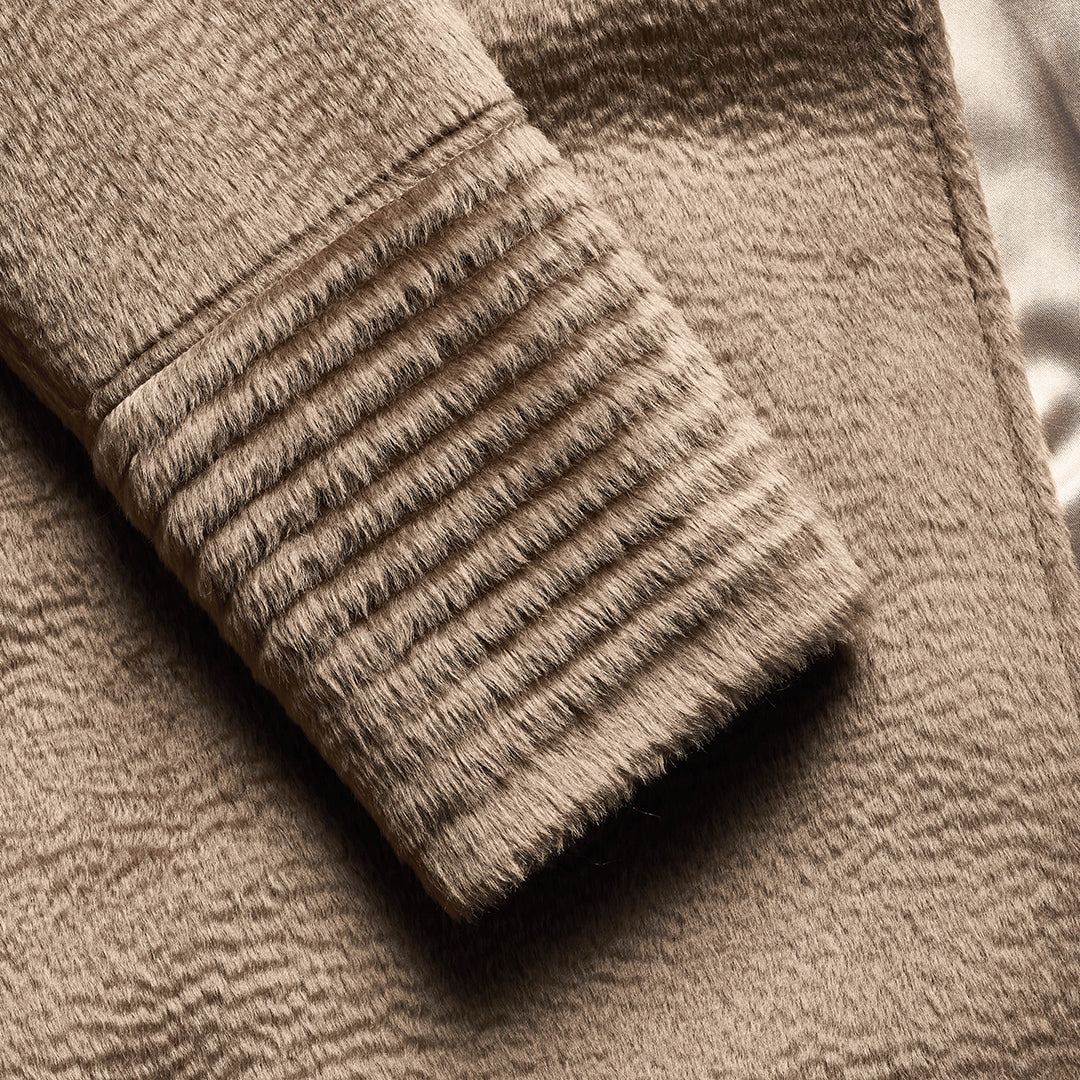 Suri Alpaca Notched Collar Wrap Hazelnut Coat | SENTALER