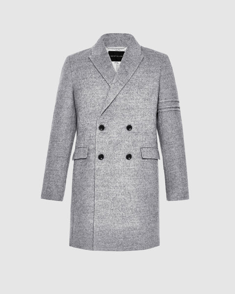 Baby Alpaca Double Breasted Shale Grey Overcoat | SENTALER