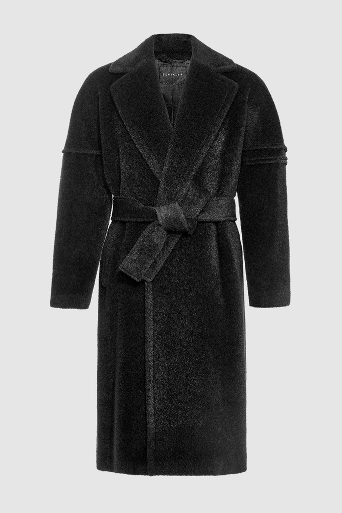 Bouclé Alpaca Robe Black Coat | SENTALER