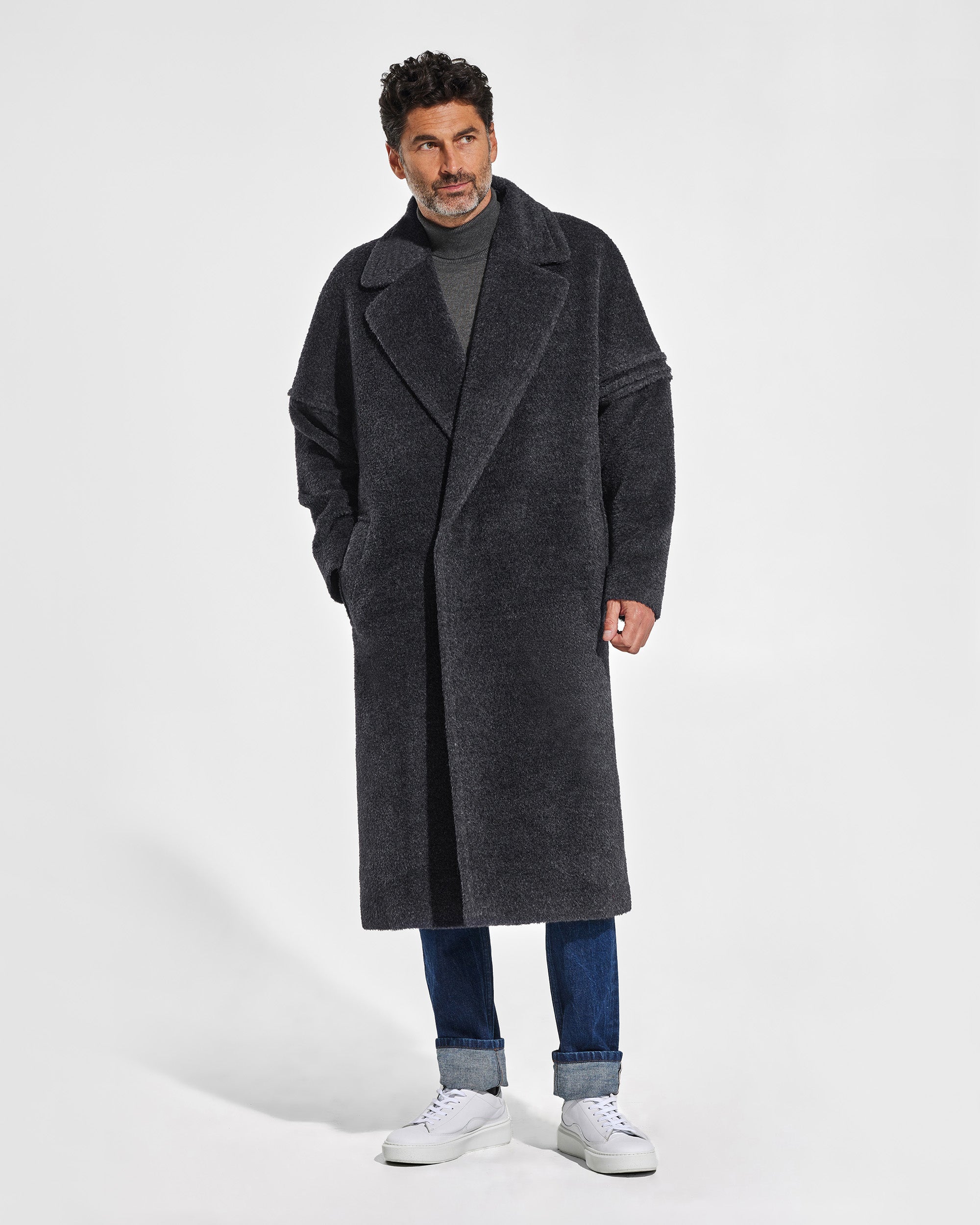 限定値下げ　ohotoro Snug Alpaca Coat Bouclé Alpaca Robe Charcoal Coat | SENTALER