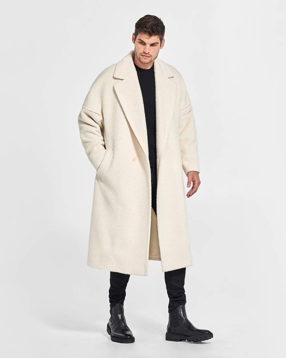 Ivory boucle coat hot sale