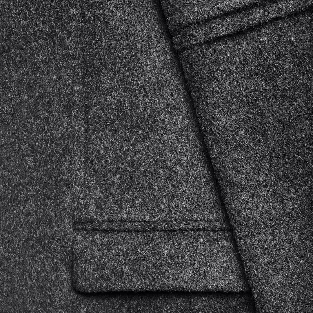 Baby Alpaca Notched Lapel Gravity Grey Overcoat | SENTALER Baby Alpaca Notched Lapel Gravity Grey Overcoat | SENTALER