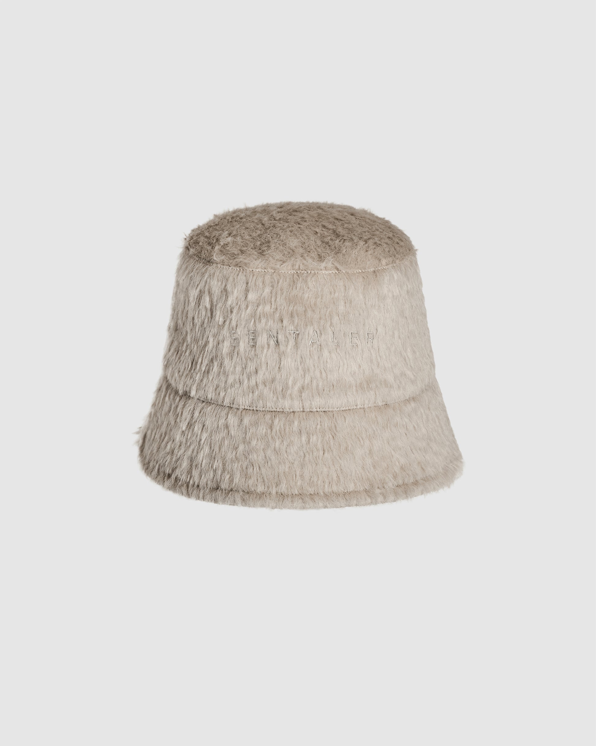 Sentaler Texture Suri Alpaca Oat Bucket Hat in Bouclé Alpaca wool, displayed on a white background.