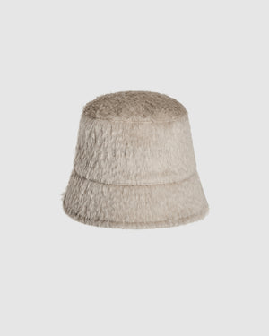 Sentaler Texture Suri Alpaca Oat Bucket Hat in Bouclé Alpaca wool, displayed on a white background.