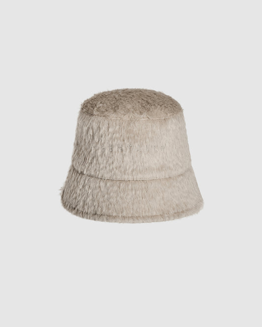 Sentaler Texture Suri Alpaca Oat Bucket Hat in Bouclé Alpaca wool, displayed on a white background.