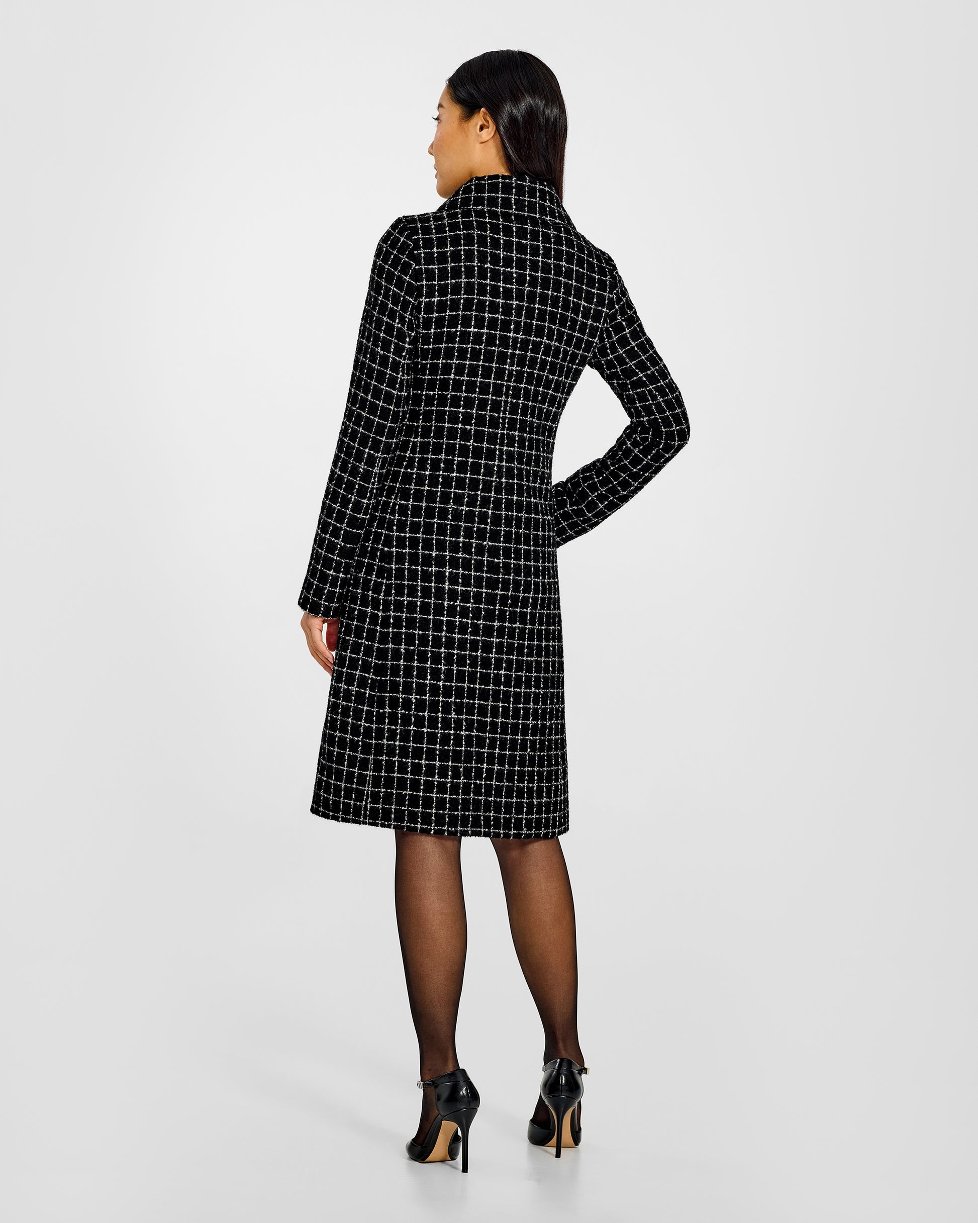 Tweed A-line Coat - Black Check SENTALER Tweed A-line Coat - Black Check SENTALER