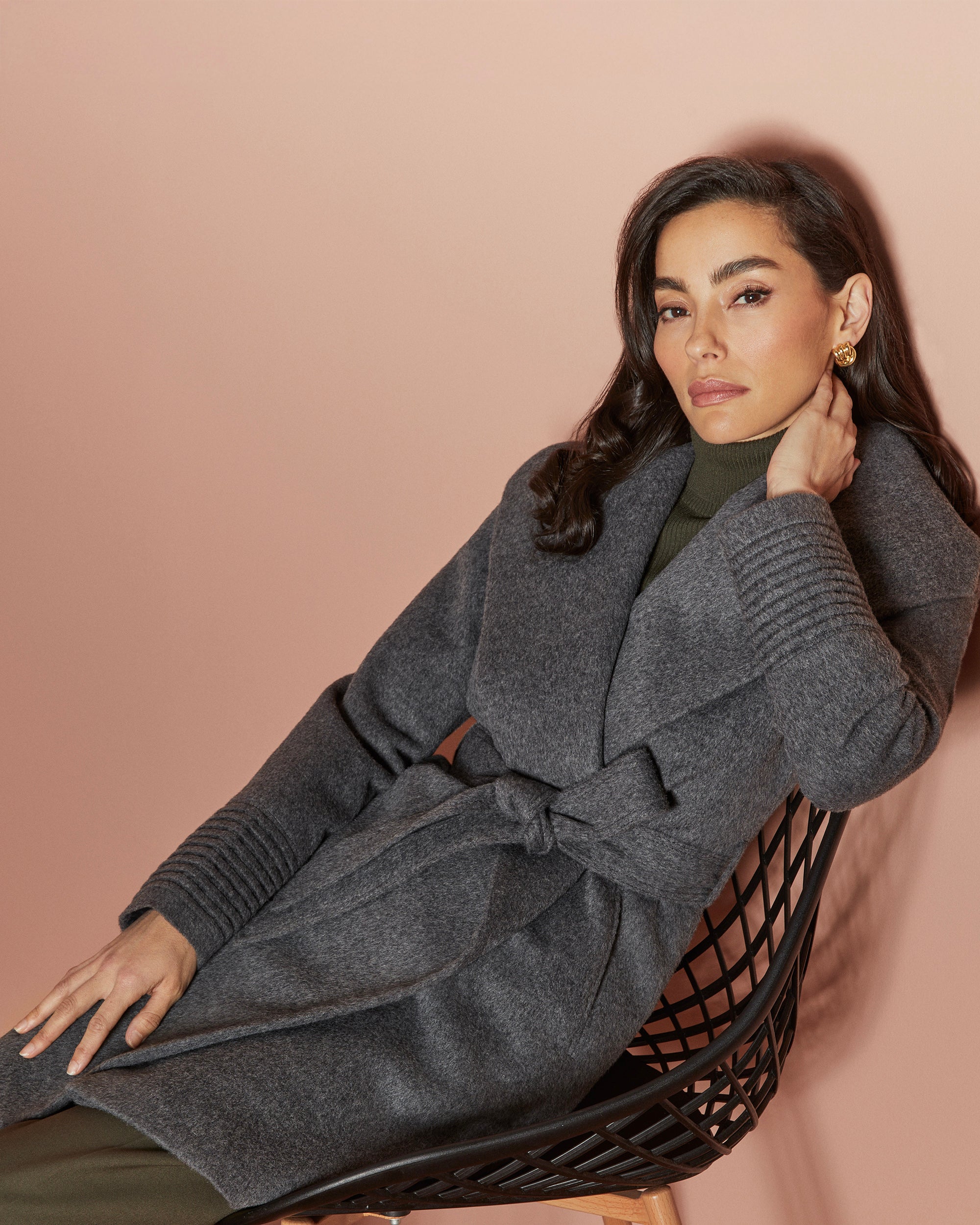 Baby Alpaca Mid Length Shawl Collar Wrap Coat – SENTALER