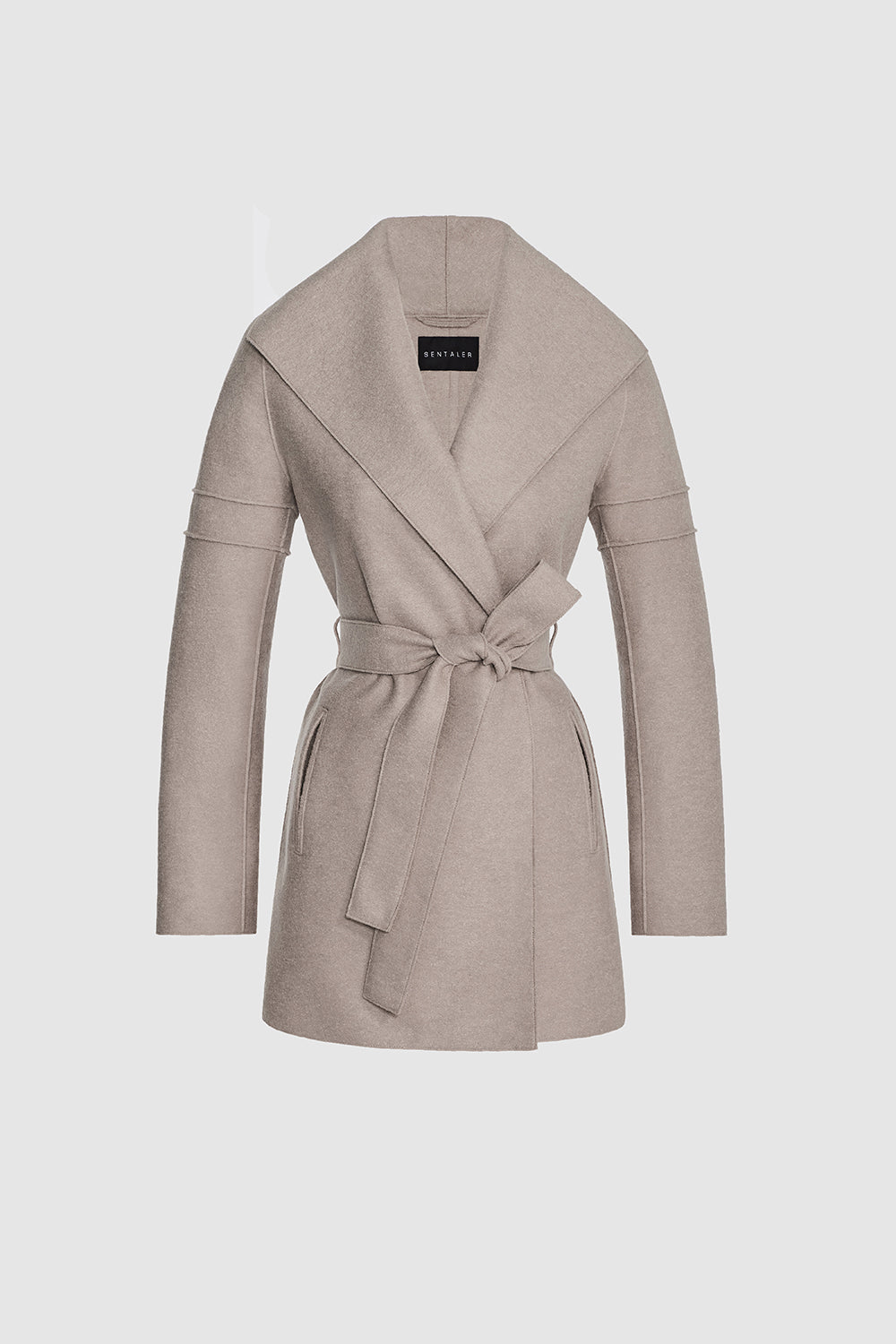 Belted Double Face Hooded Wrap Coat