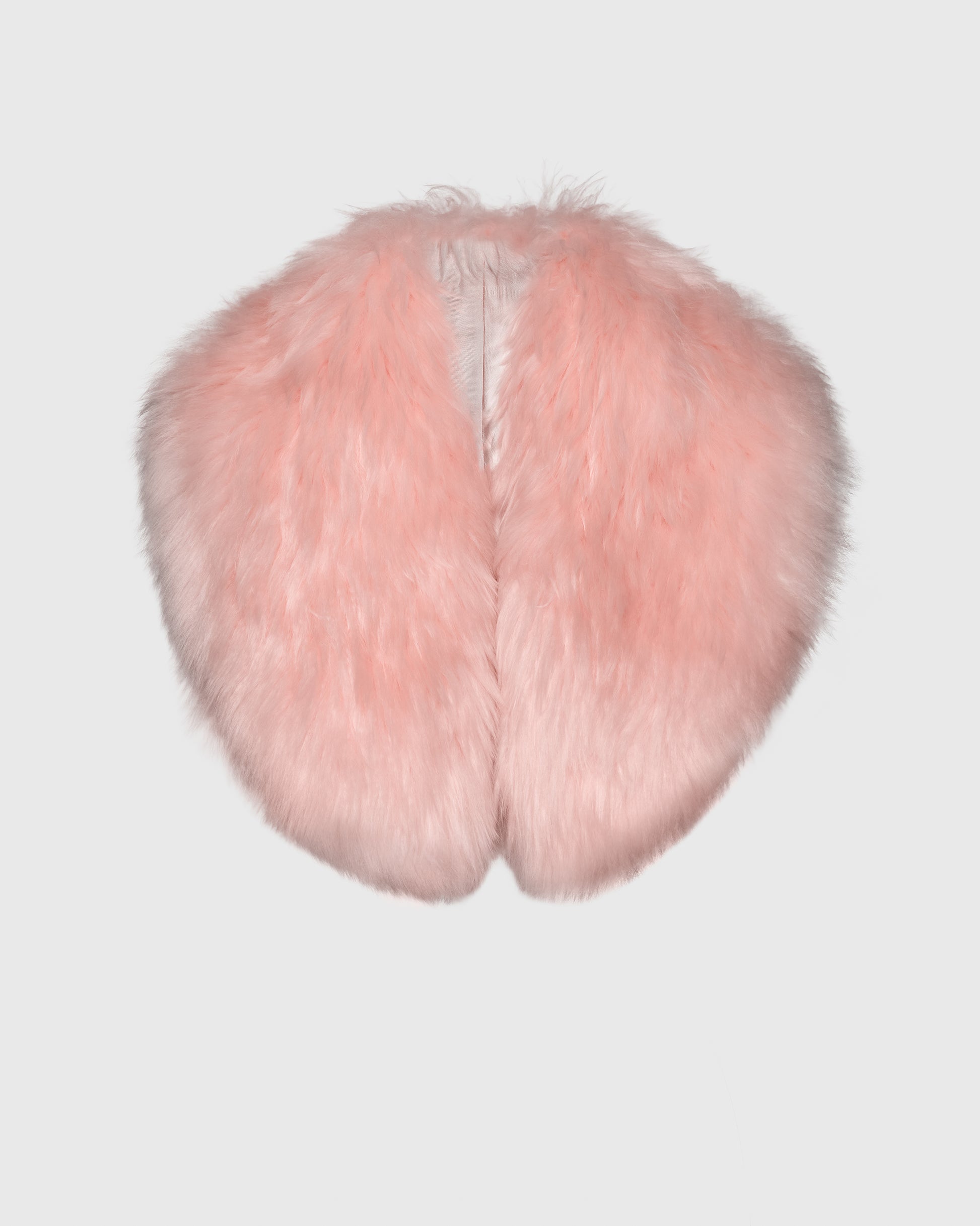 SENTALER Shawl Collar in Pink Frost, Alpaca Shearling. Off-figure.