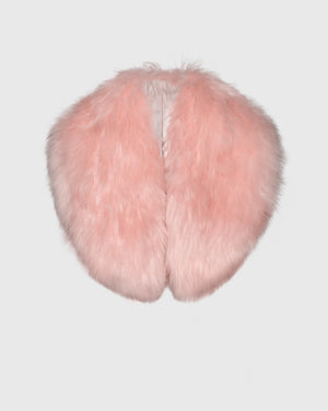 SENTALER Shawl Collar in Pink Frost, Alpaca Shearling. Off-figure.