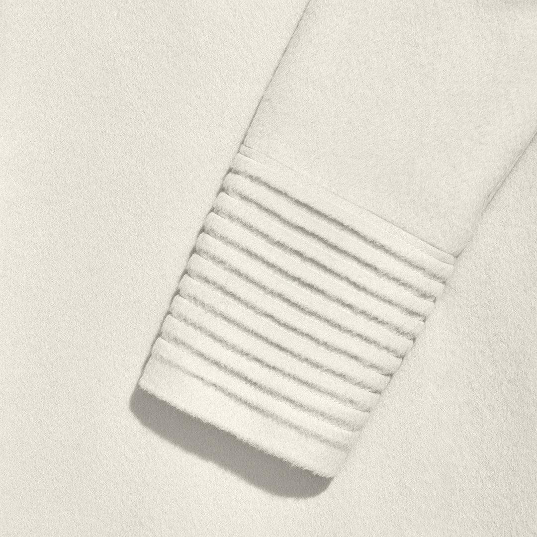 SENTALER Baby Alpaca fabric in Ivory. Close-up flat lay swatch.