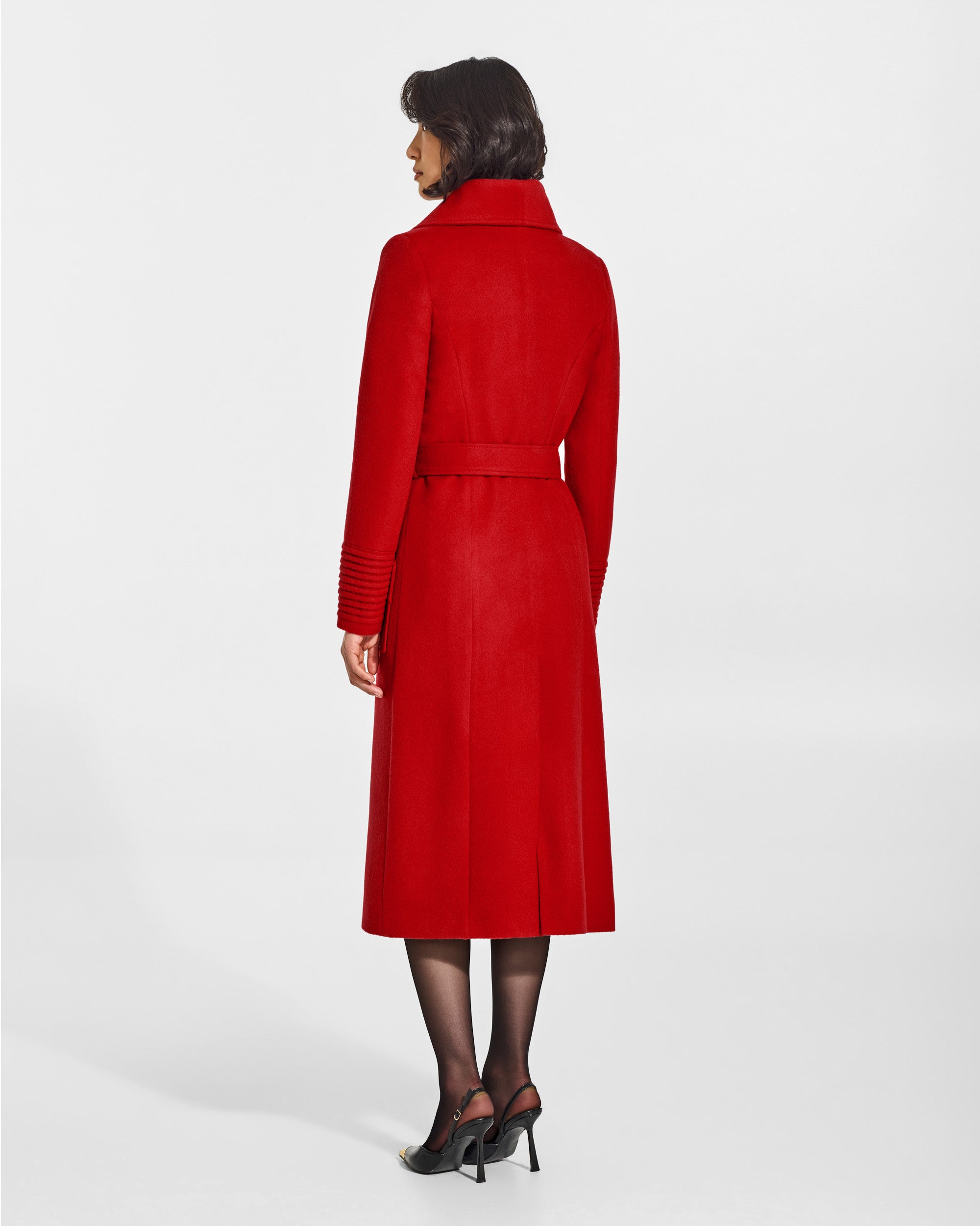 Long Wide Collar Wrap Coat - Scarlet Red – SENTALER