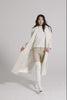 Sentaler Bouclé Alpaca Long Notched Collar Wrap Ivory Coat in Bouclé Alpaca wool. Seen as product video on female model.