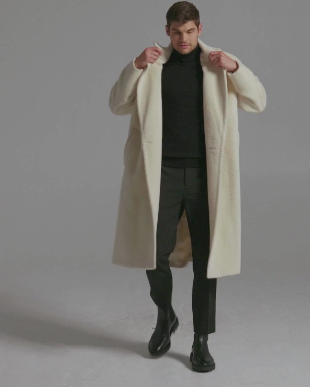 Bouclé Alpaca Robe Coat - Ivory – SENTALER