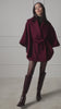 Sentaler cherry lacquer cape made of baby alpaca wool with a shawl collar, on female model.