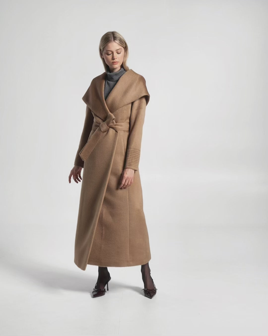 Suri Maxi Hooded Wrap Coat - Dark Camel – SENTALER