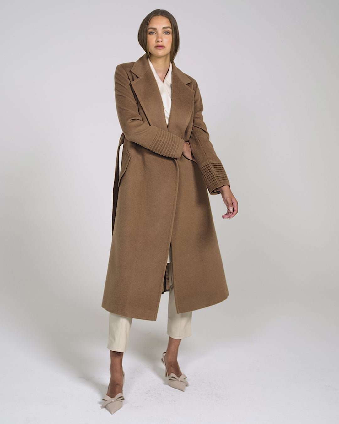 Long Notched Collar Wrap Coat - Dark Camel – SENTALER