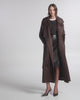 SENTALER Maxi Notched Collar Wrap Coat in Chocolate Brown, Suri Alpaca. Product video, worn by a female model, full-length and detail views of the fabric and finishing.