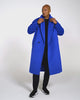 Sentaler Bouclé Alpaca Robe Cobalt Blue Coat in Bouclé Alpaca wool. Seen as product video with male model.