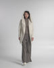 SENTALER Short Hooded Wrap Coat in Cloud White, Textured Suri Alpaca. Product video, worn by a female model, full-length and detail views of the fabric and finishing.