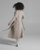 Sentaler Bouclé Alpaca Long Notched Collar Wrap Sand Coat in Bouclé Alpaca wool. Seen as product video on female model.