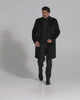 Sentaler Alpaca Notched Lapel Black Overcoat in Suri Alpaca wool. Seen as product video with male model.