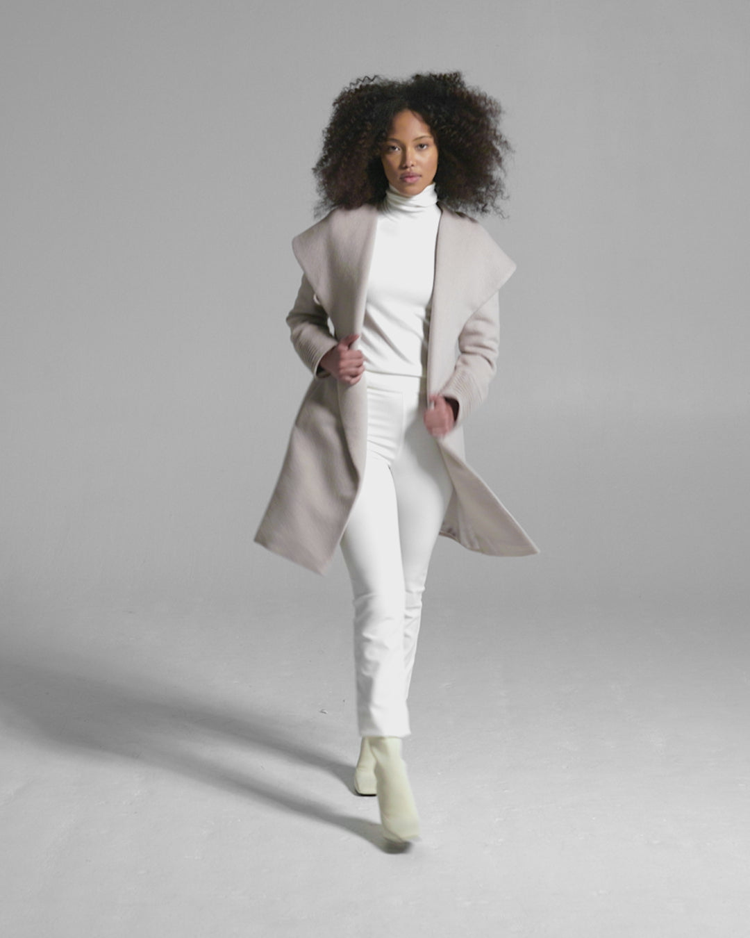 Mid Length Hooded Wrap Bleeker Beige Coat SENTALER