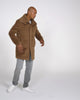 Sentaler Double Collar Dark Camel Brown Topcoat in Bouclé Alpaca wool. Seen as product video with male model.