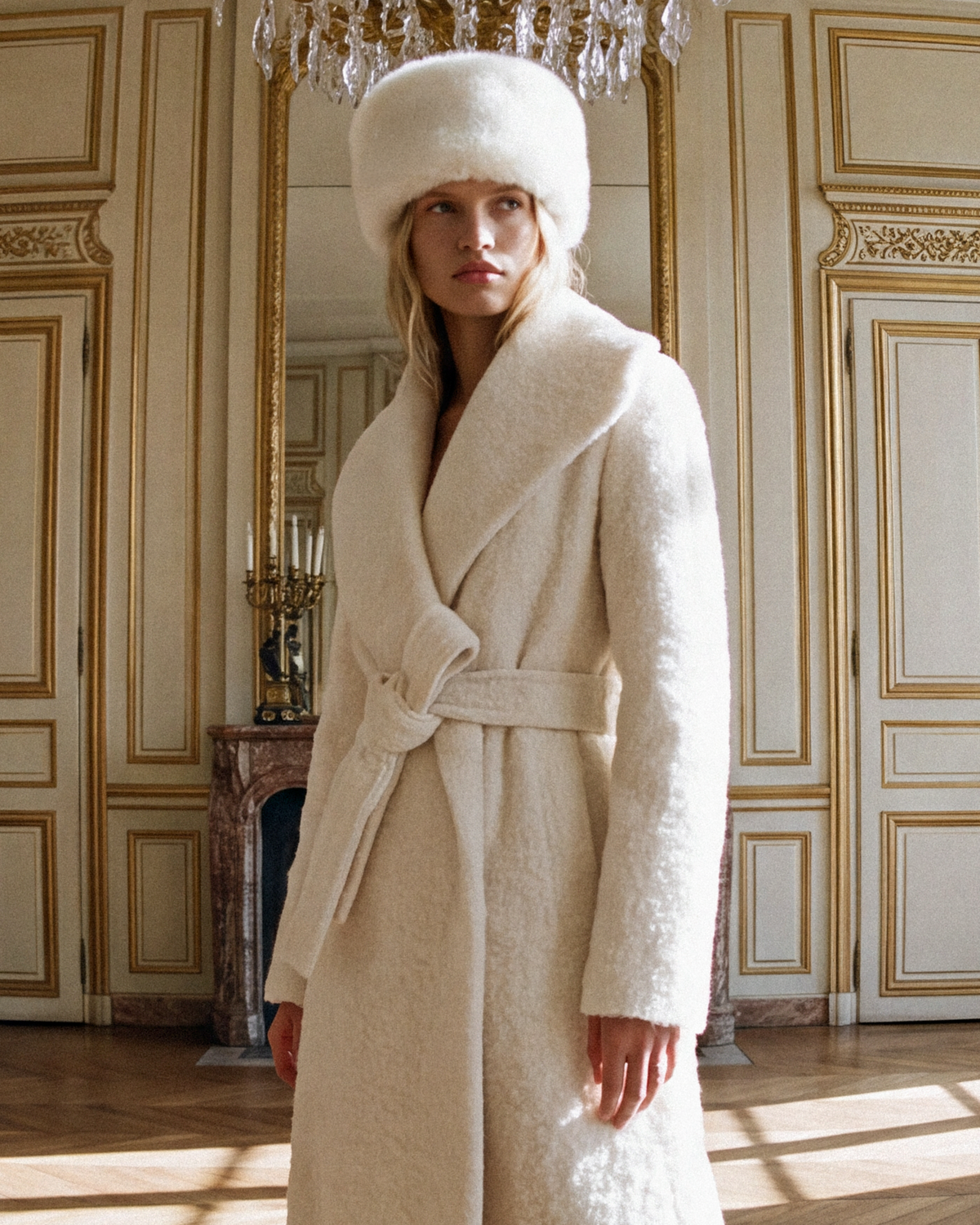 Shearling Hat in Ivory.