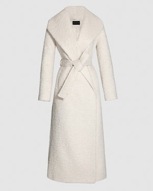 Textured Suri Alpaca Maxi Shawl Collar Wrap Coat