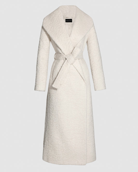 Textured Suri Alpaca Maxi Shawl Collar Wrap Coat