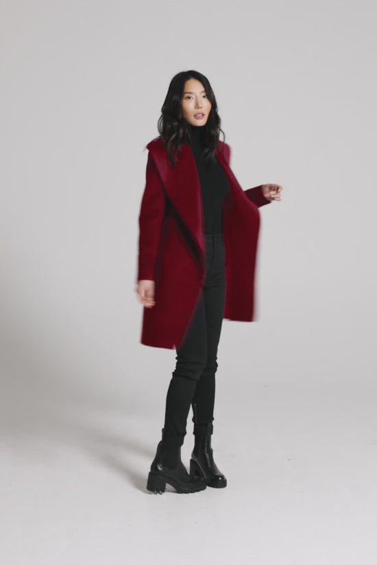 Soia & Kyo Samia Double Face Hooded Wrap Coat Size XXS Wool Blend