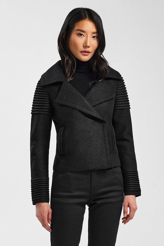 Bomber Jacket with Ribbed Shoulders and Cuffs – SENTALER