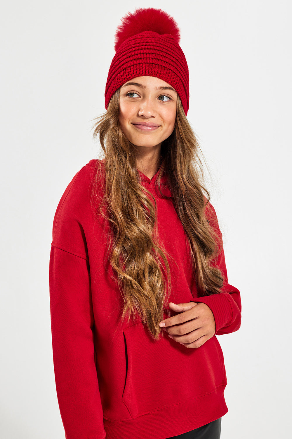 Cashmere in Love Kids knit beanie hat - Red