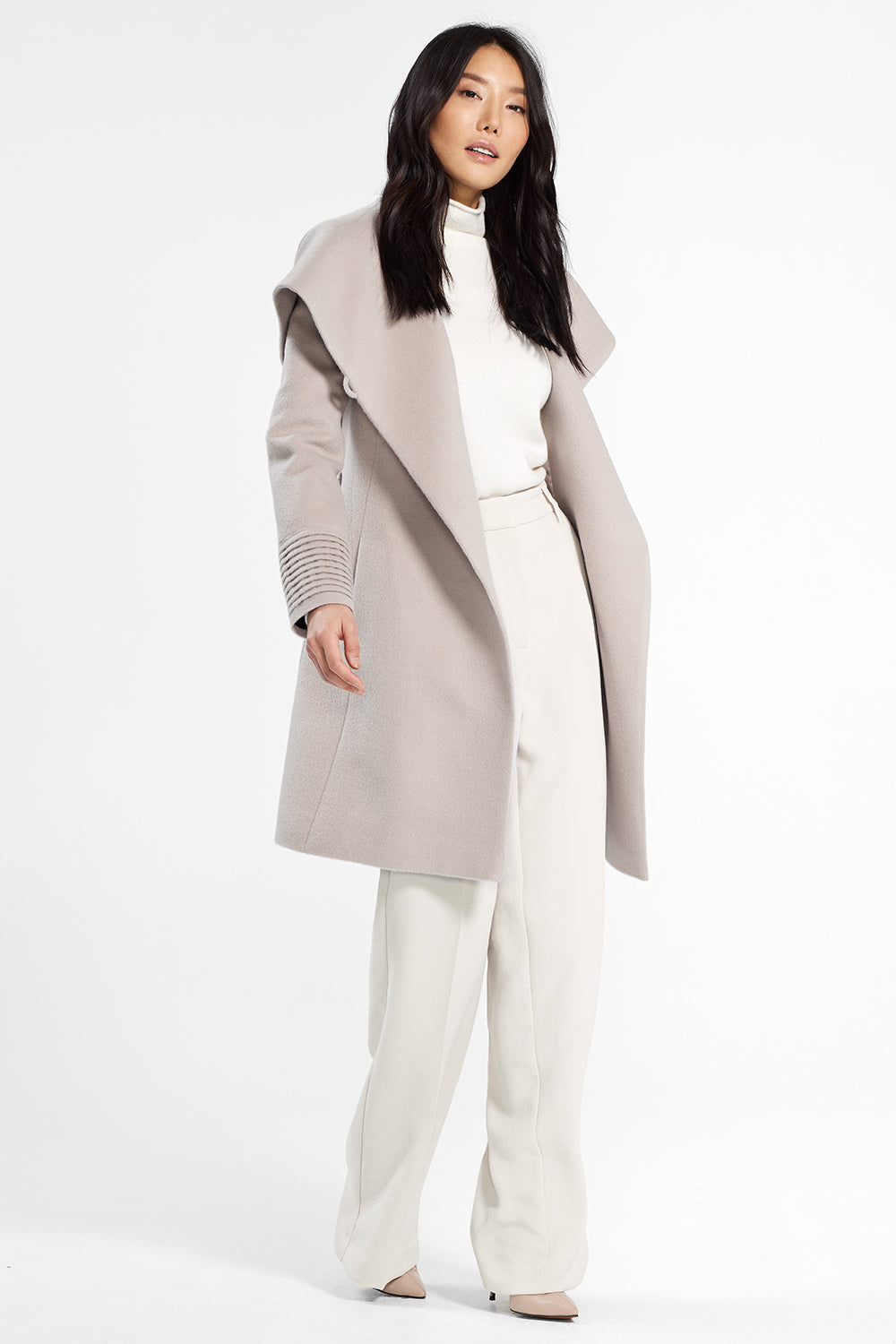 Mid Length Hooded Wrap Coat  Hooded wrap coat, Wrap coat, Coat