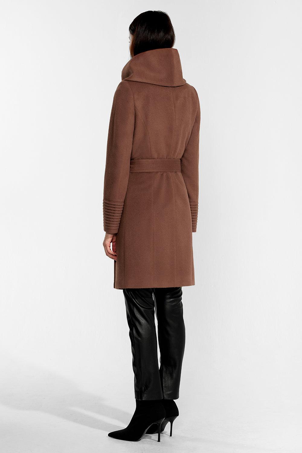 SENTALER Mid Length Hooded Wrap Coat