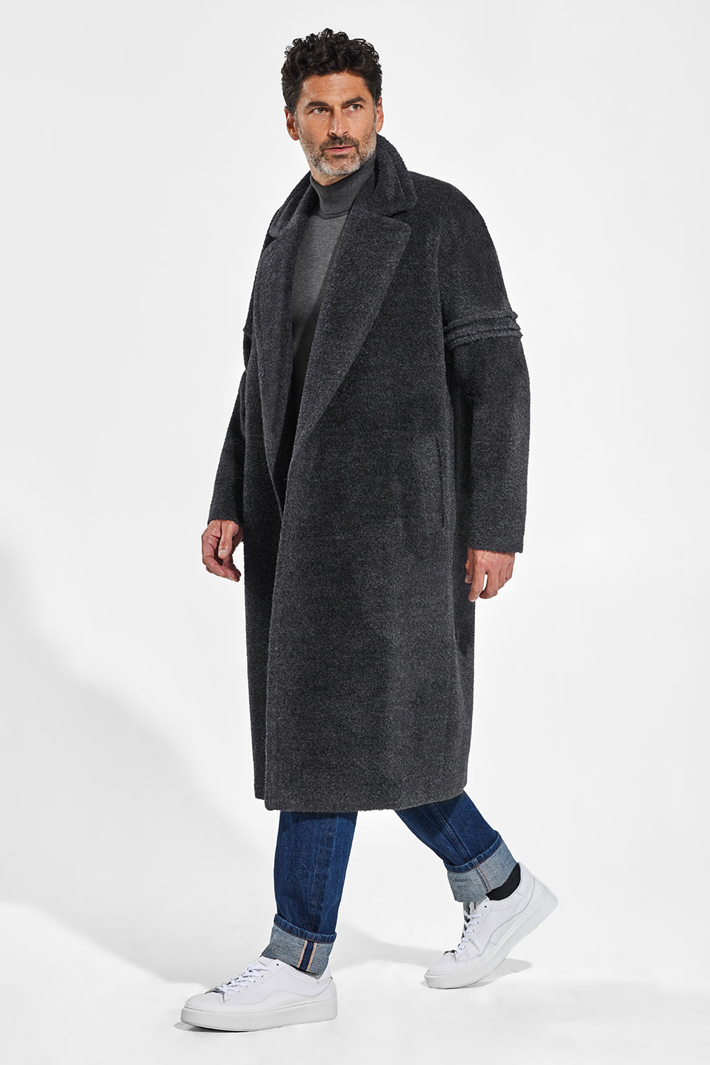 SENTALER Technical Bouclé Alpaca Robe Coat in Dark Camel - Size L
