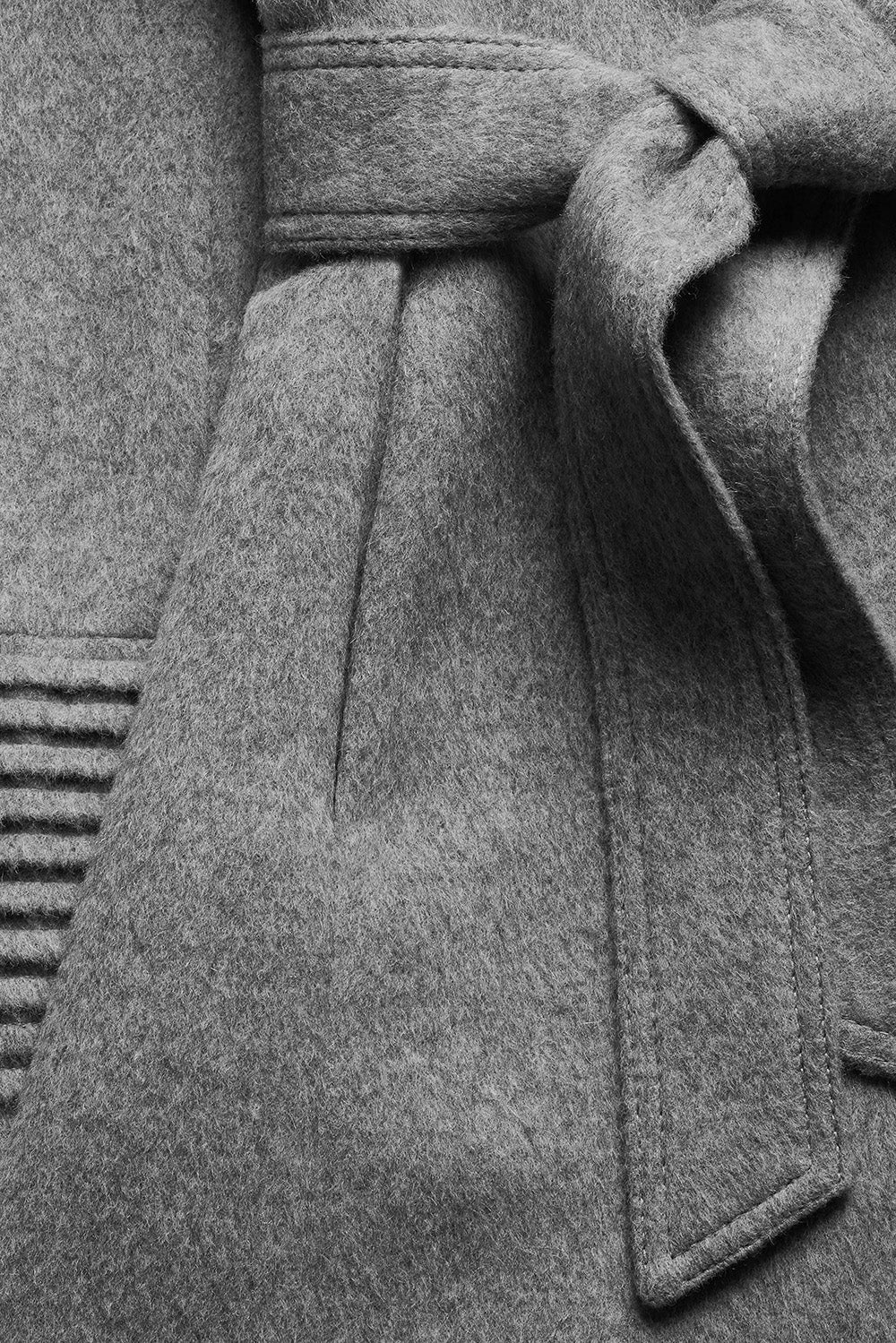 SENTALER Mid Length Hooded Wrap Coat in Sepia - Size S